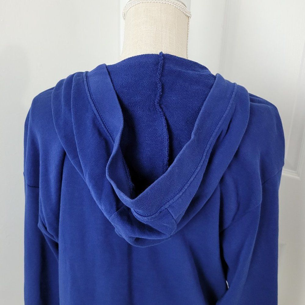 Nike Hoodie Womens Small Blue Lace Up V Neck Void Terry Pocket Pullover - Picture 6 of 14